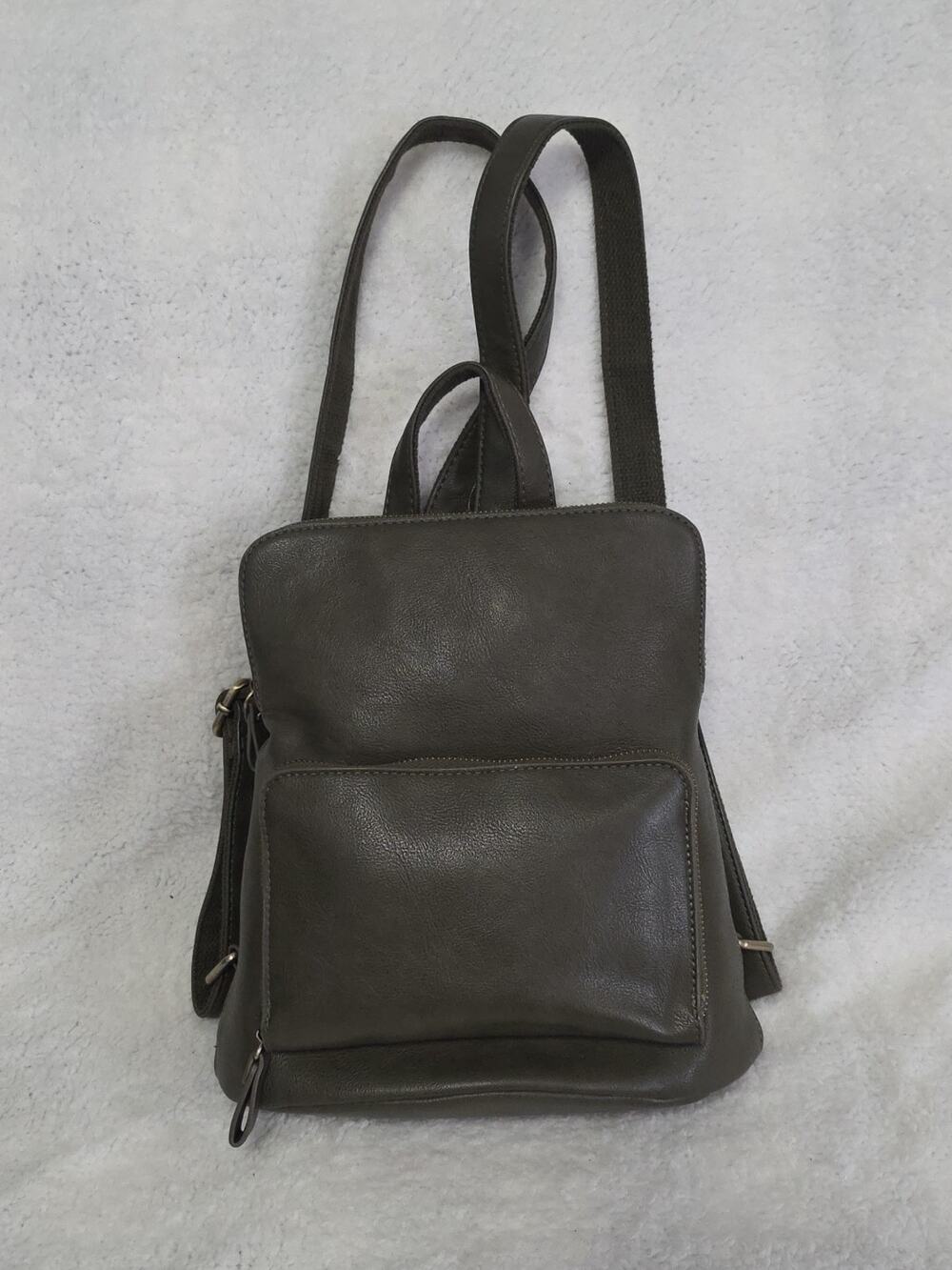 Joy Susan Julia Mini Backpack Purse Dark Olive Green Colored Vegan Leather